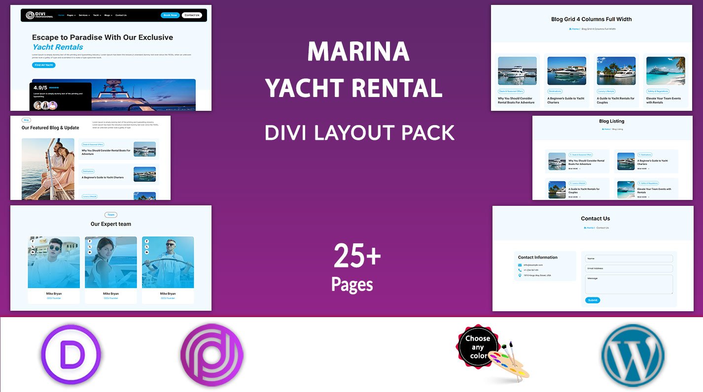 Divi Yacht Rental Layouts Pack
