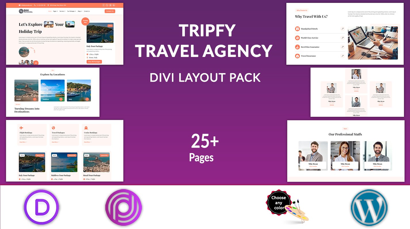 Tripfy - Travel Agency Divi Layouts Pack